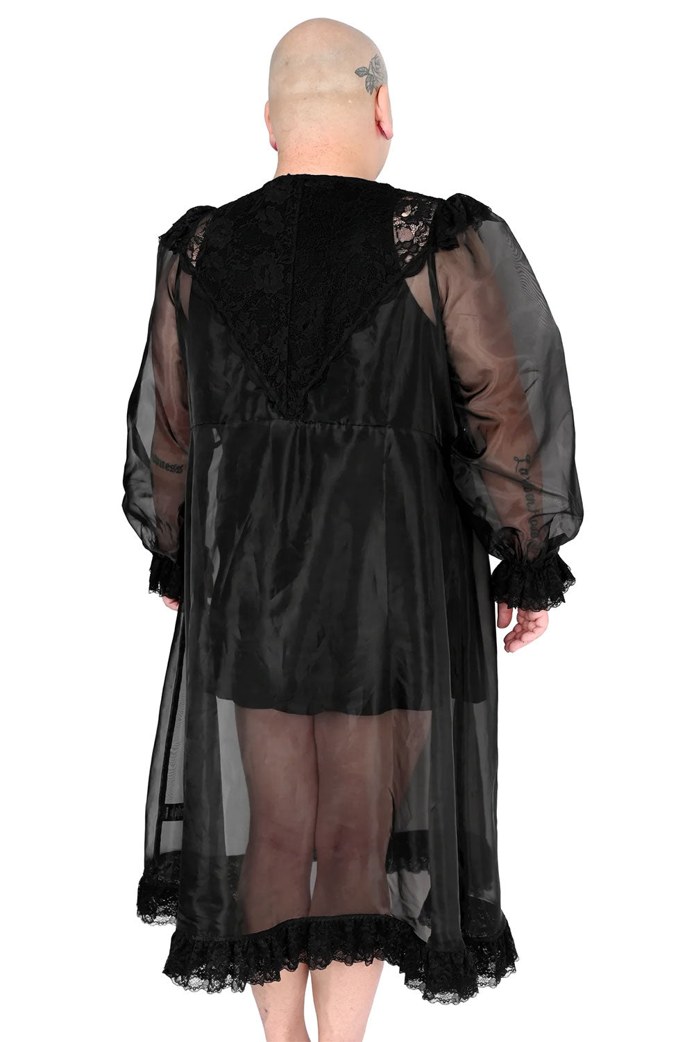lace trim black duster womens goth outerwear