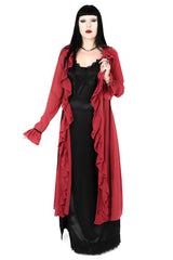 Vampy ruffled red nightgown duster 