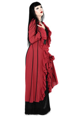 Red night gown with black piping and ruffles emo punk
