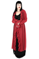 victorian goth punk vampire red night gown duster with front tie closure from Foxblood