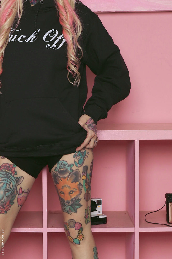 womens gothic black hoodie with front pocket