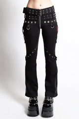 womens black grommet grunge pants