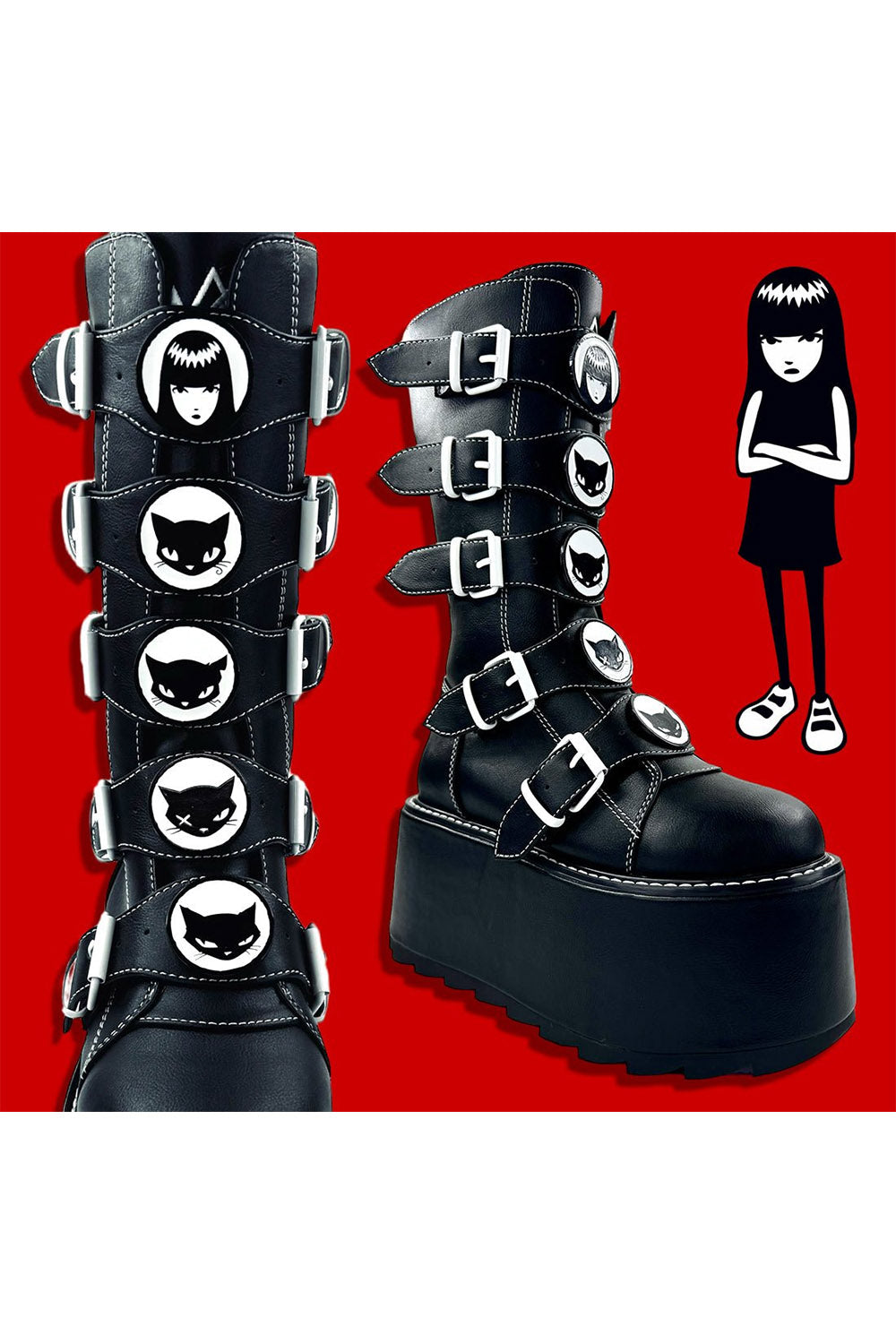 buckled e-girl platform boots