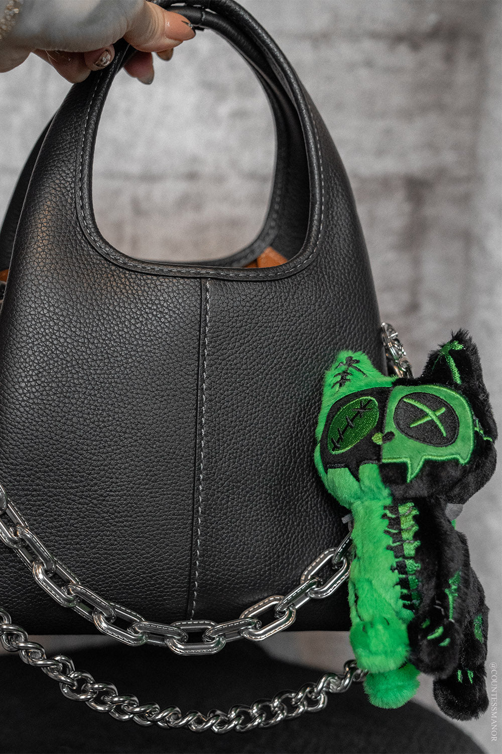 skeleton cat keyring plush