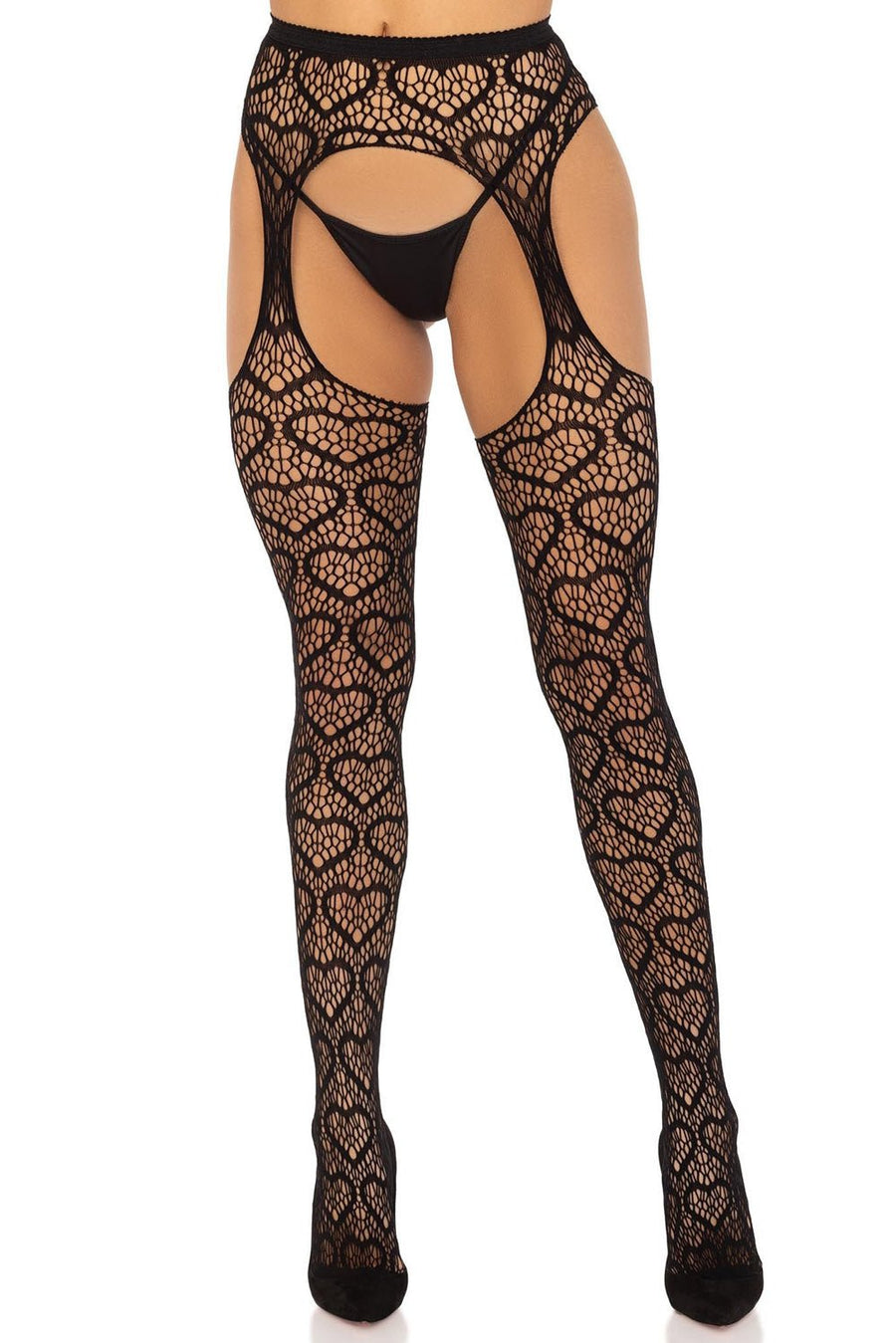 Eat Your Heart Out Fishnet Garter Tights Set