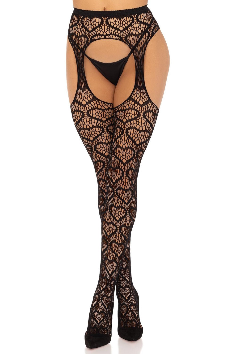 Eat Your Heart Out Fishnet Garter Tights Set - socks & stockings - VampireFreaks - Leg Avenue