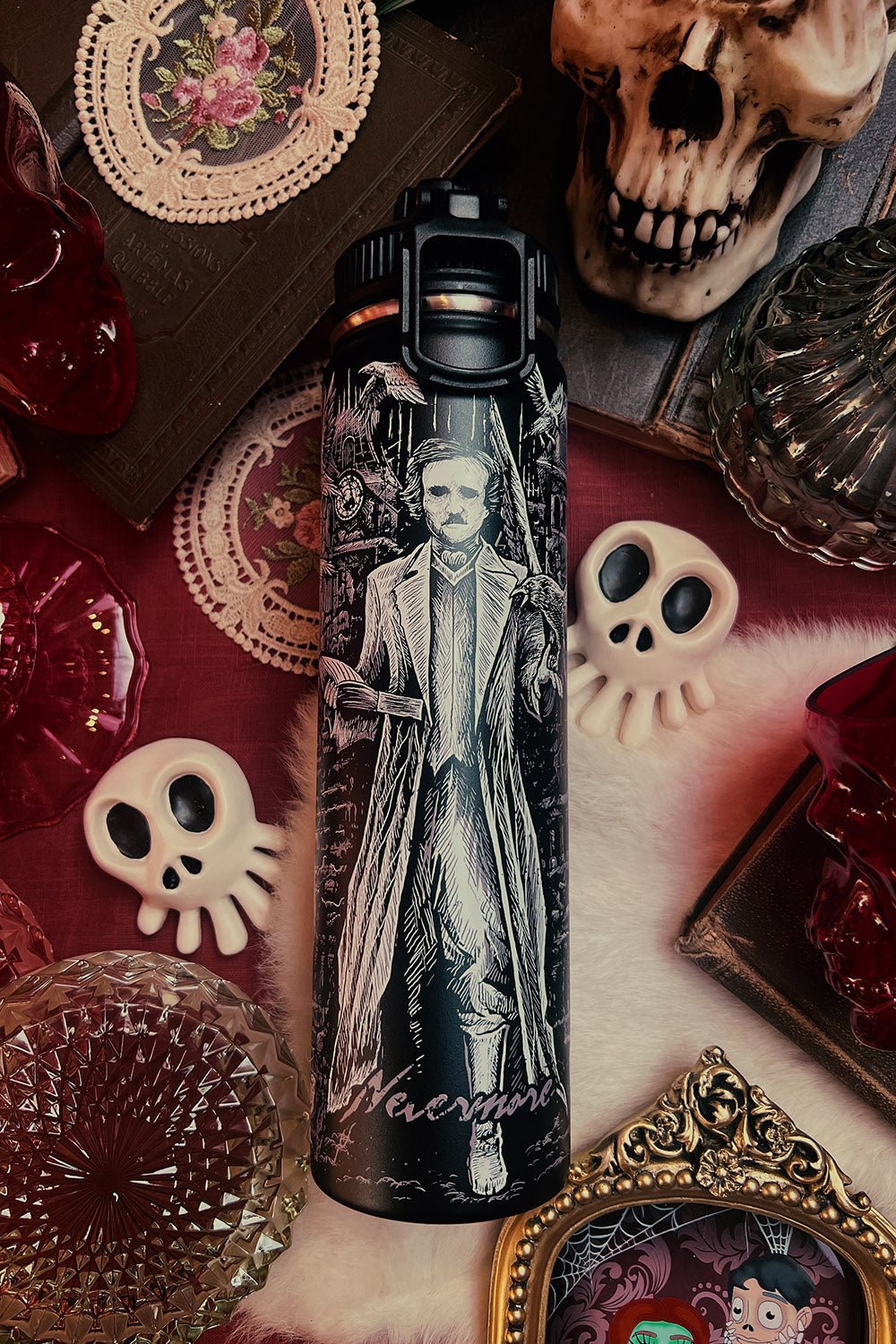 Edgar Allan Poe 24 Oz Water Bottle Tumbler - housewares - VampireFreaks - VampireFreaks