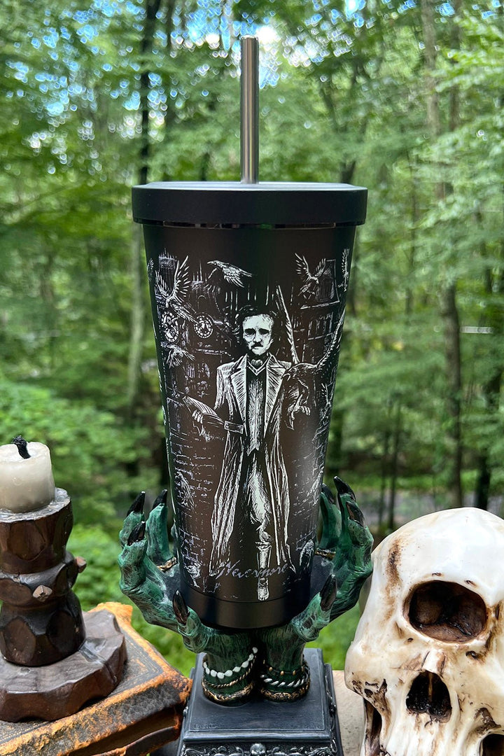 Edgar Allan Poe Cold Brew Tumbler with Straw - housewares - VampireFreaks - VampireFreaks