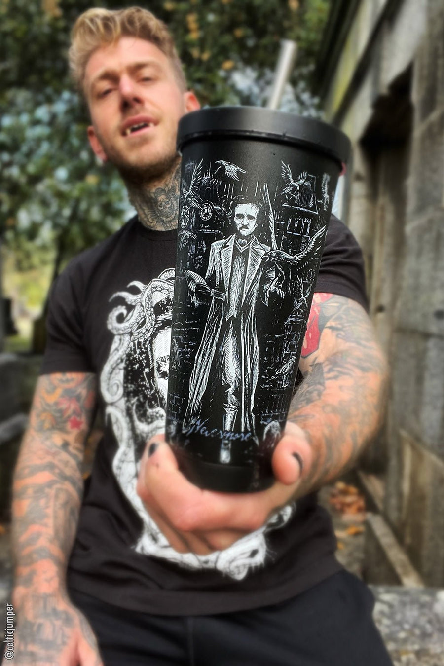 Edgar Allan Poe Cold Brew Tumbler with Straw