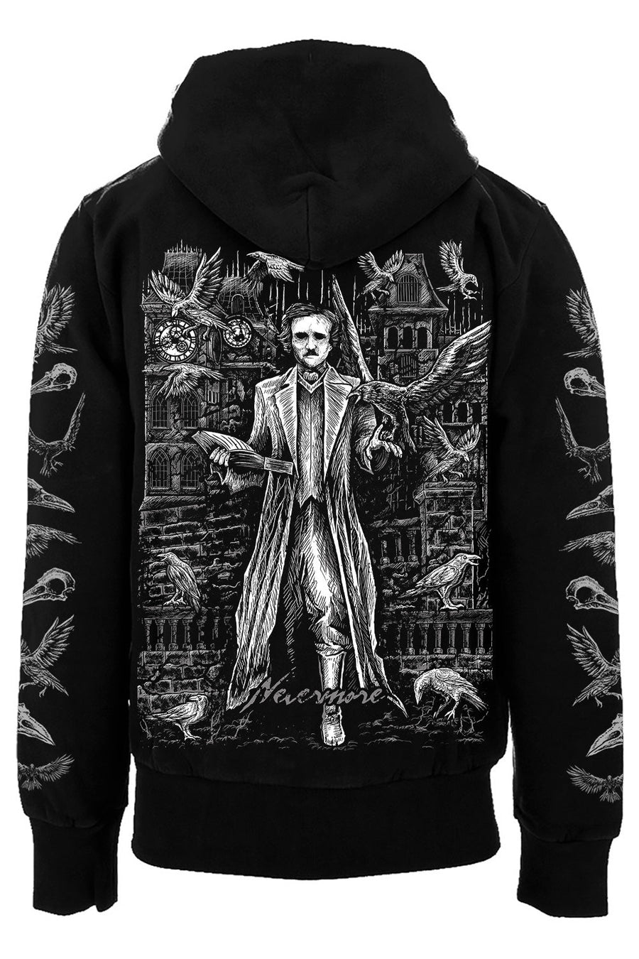 Edgar Allan Poe Hoodie [Zipper or Pullover] - mens outerwear - VampireFreaks - VampireFreaks