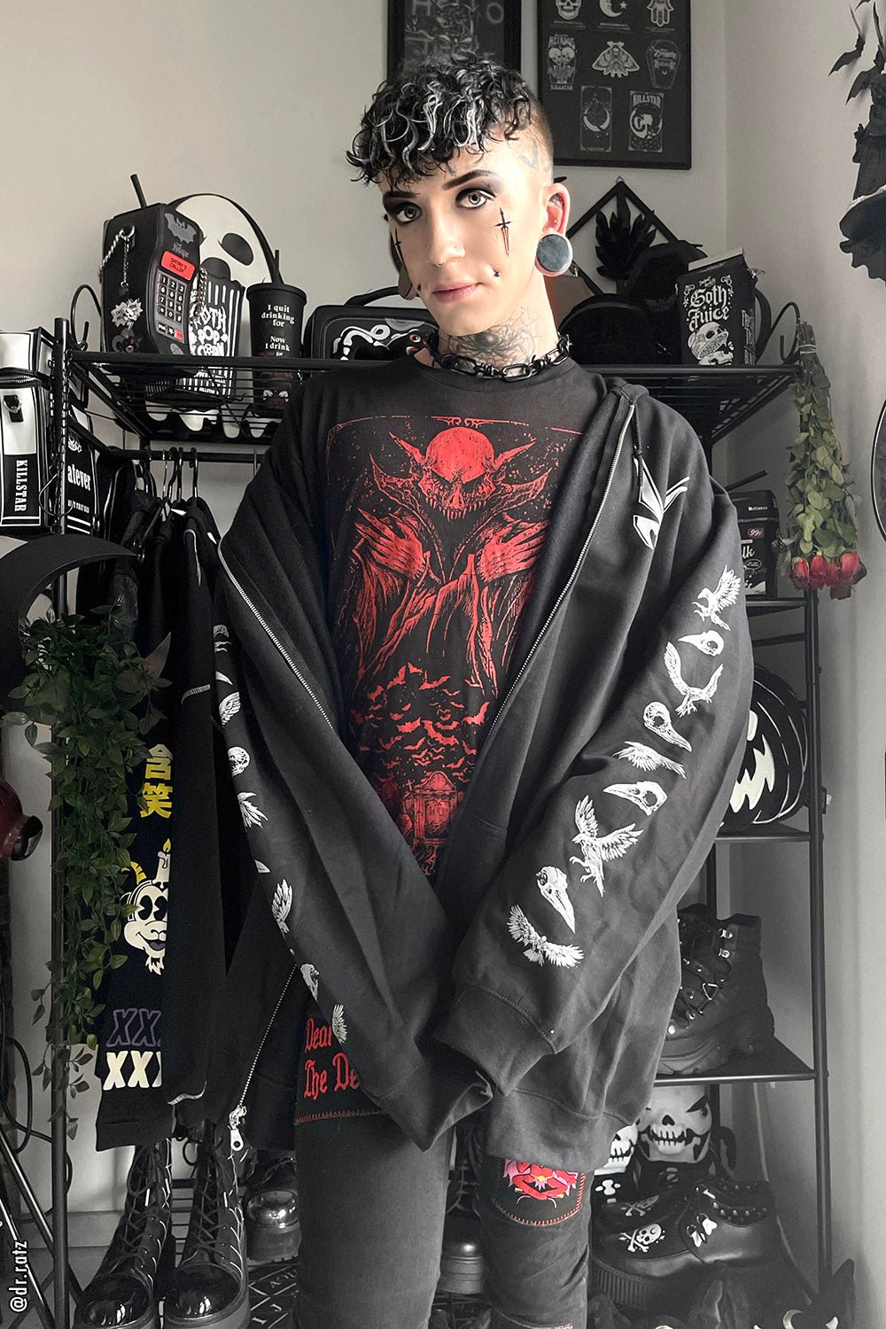 Edgar Allan Poe Hoodie [Zipper or Pullover] - mens outerwear - VampireFreaks - VampireFreaks