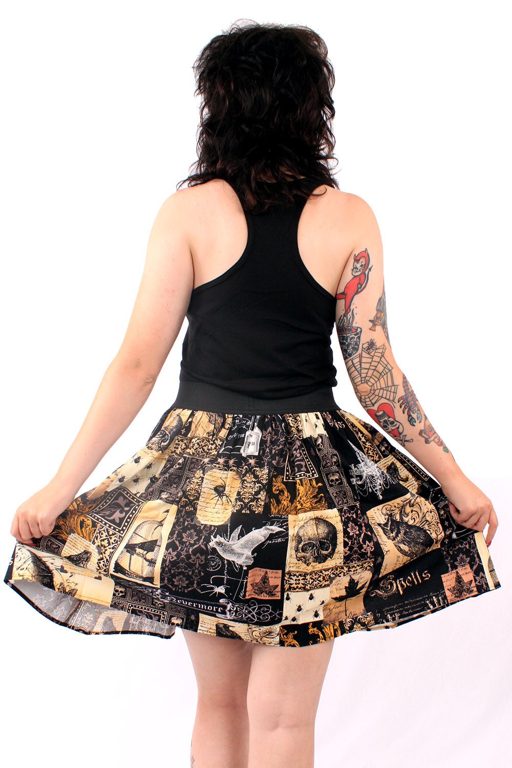 Edgar Allan Poe Raven Elastic Skirt - skirts - VampireFreaks - Hemet