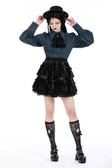 womens blue goth top