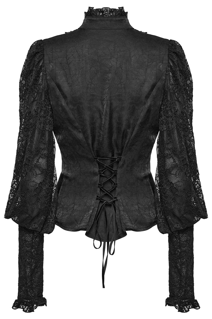 Edwardian Goth Button - Up Blouse - womens tops - VampireFreaks - Punk Rave