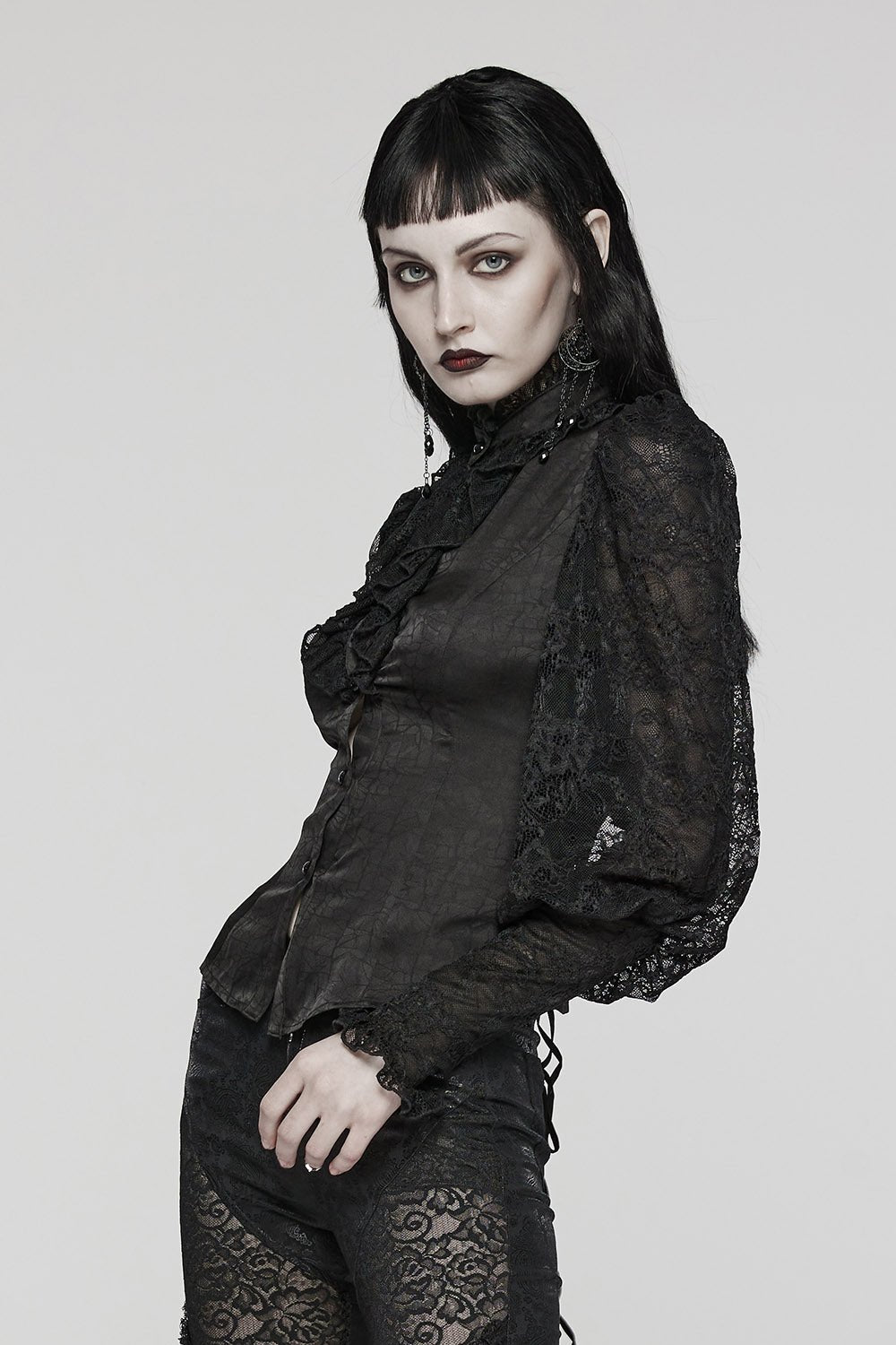 Edwardian Goth Button - Up Blouse - womens tops - VampireFreaks - Punk Rave