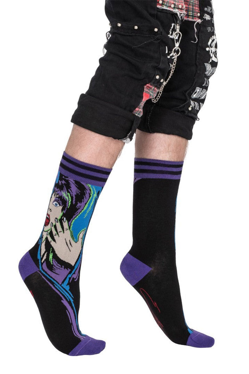 halloween elvira socks by footclothes
