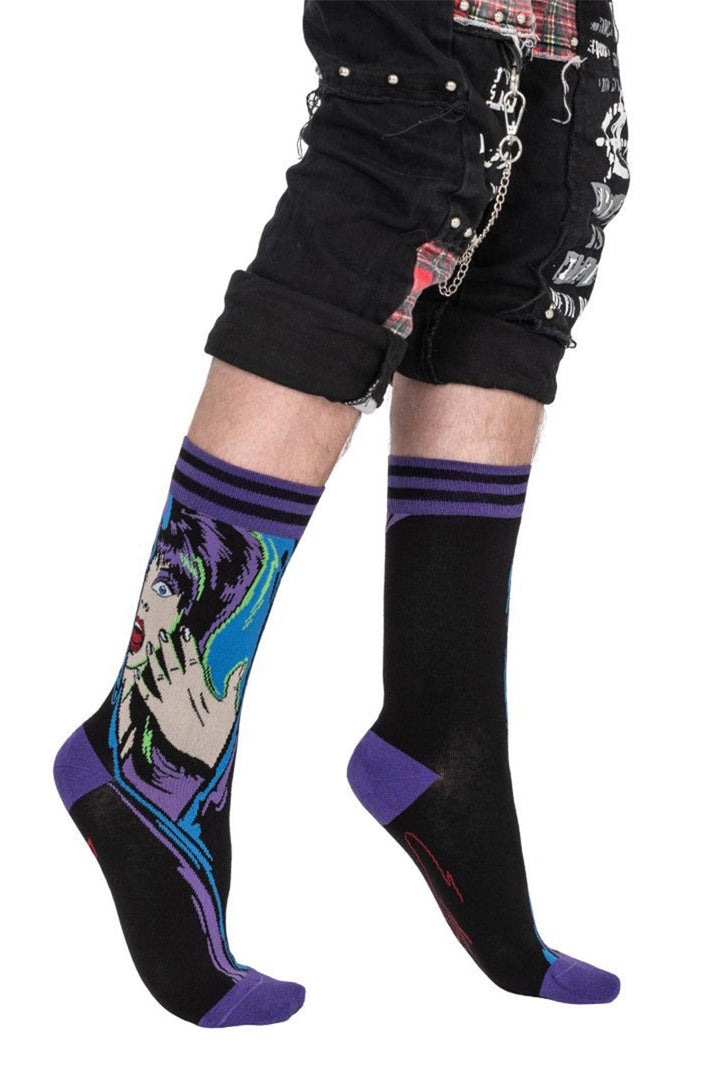 halloween elvira socks by footclothes