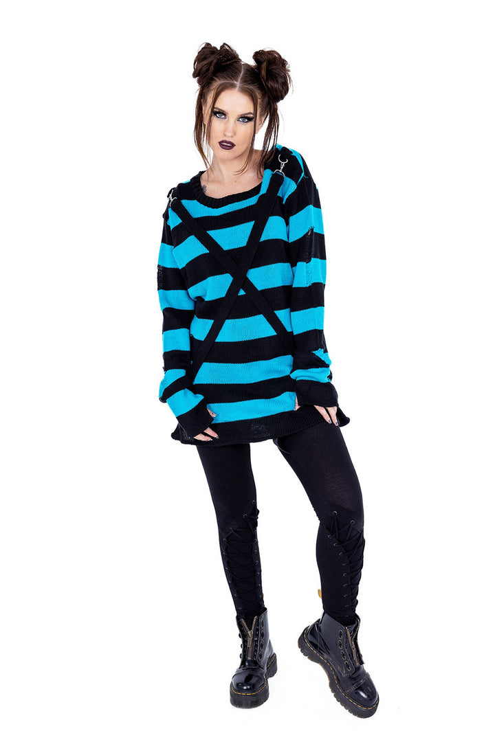 womens distressed emo sweater