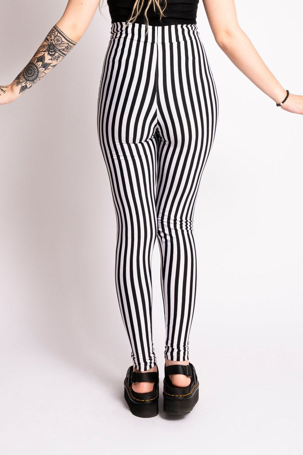 Sweet Sweet Bat Black/White Stripe Leggings