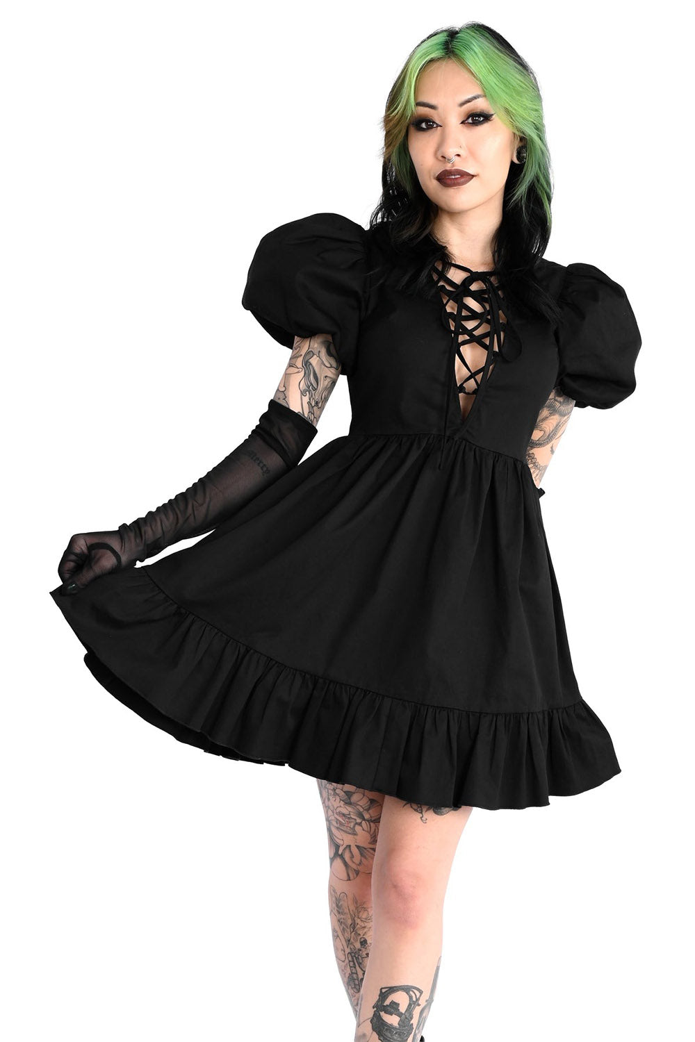 fit and flared puffed sleeve cottagecore dress