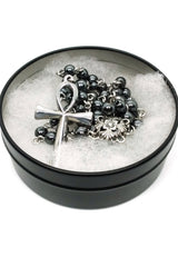 stainless steel ankh pendant rosary necklace by junkyard bat