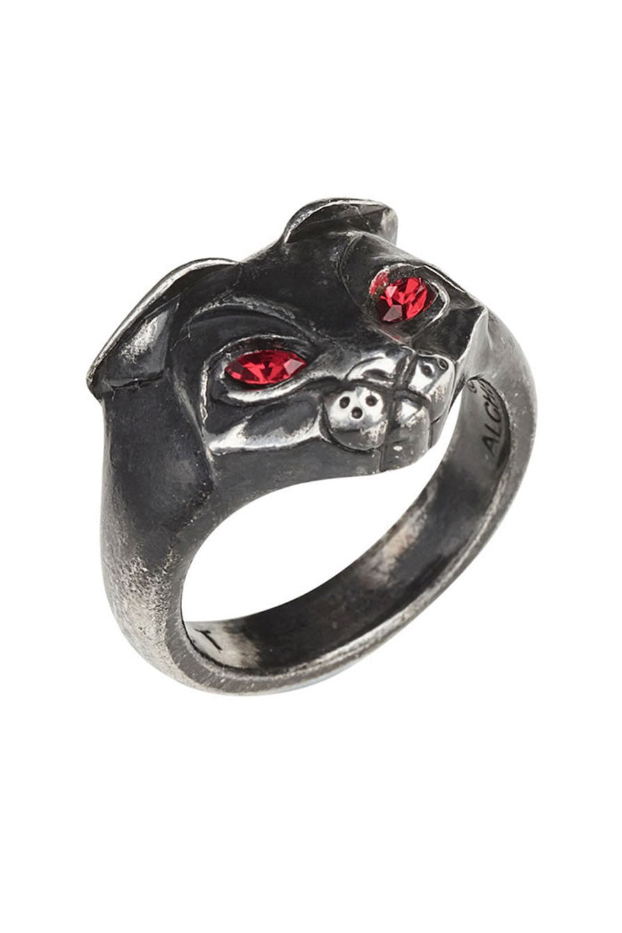 egyptian goth occult black cat ring