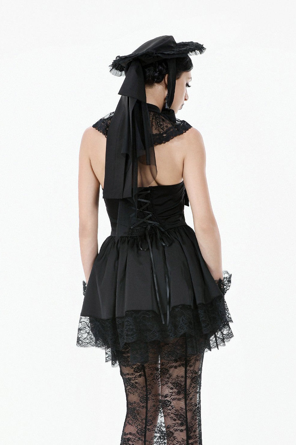 dark lolita ribbon hat