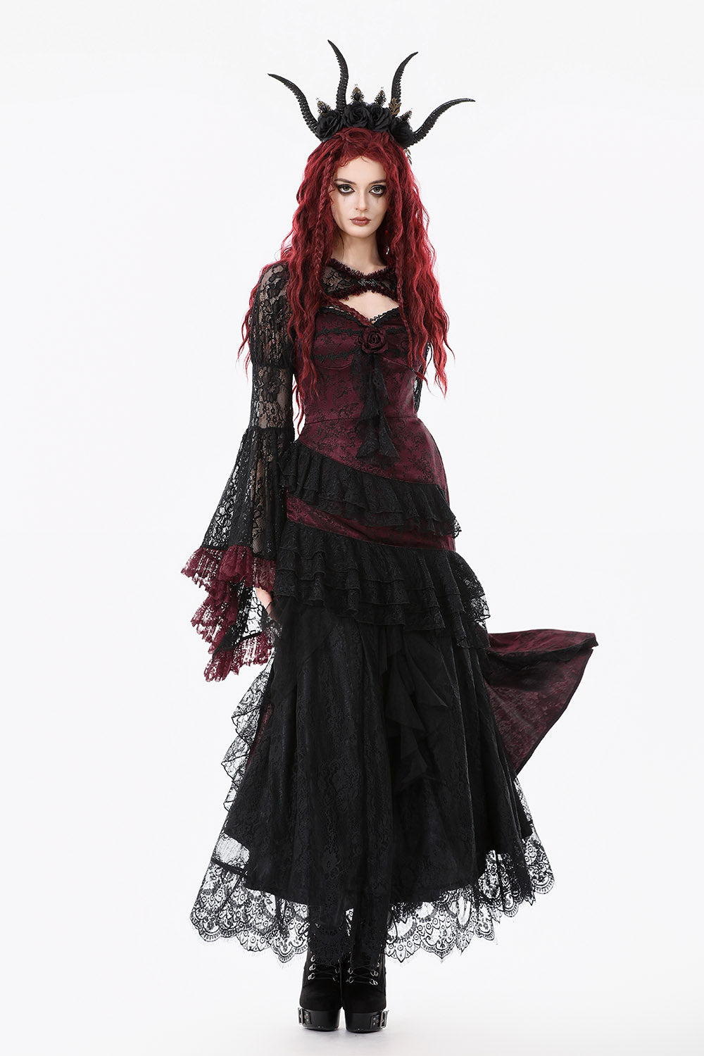 dark elegant gothic black and red cardigan