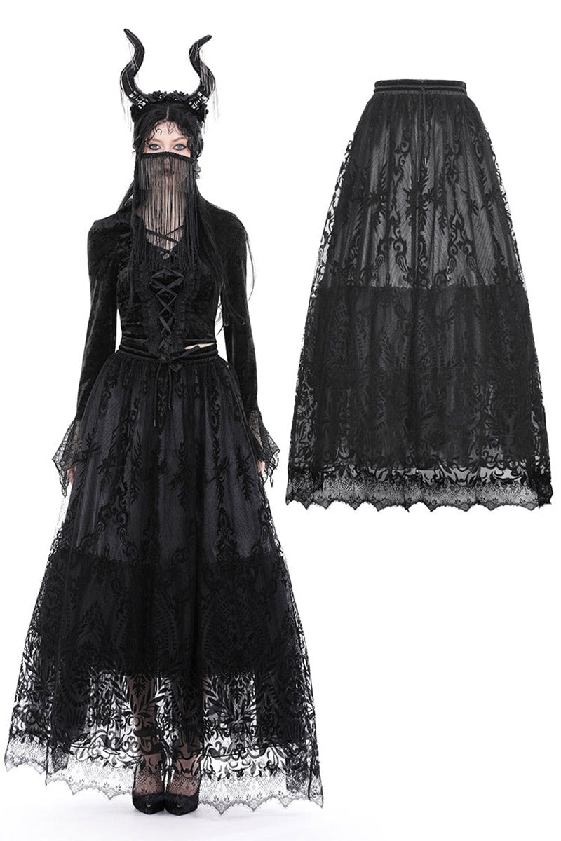 victorian long black maxi skirt