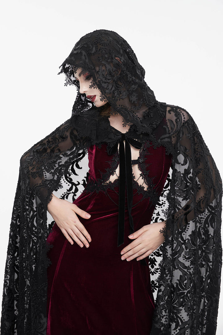 womens black embroidered cape