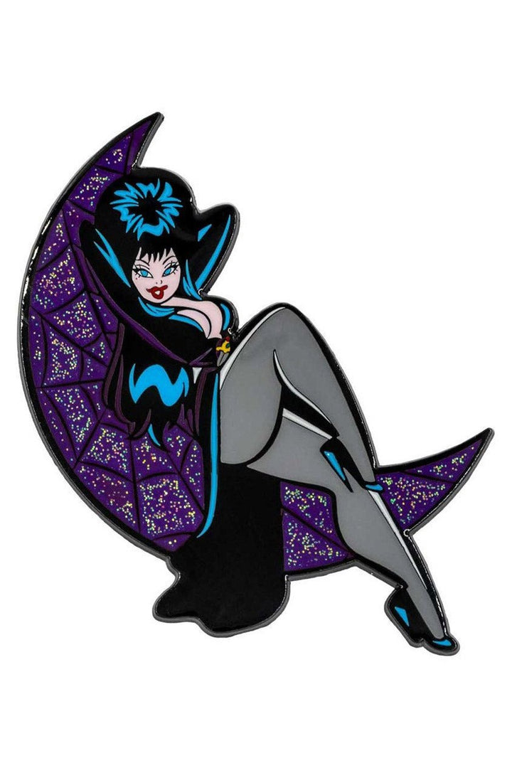 Elvira Crescent Moon Glitter Enamel Pin - pins & patches - VampireFreaks - Kreepsville