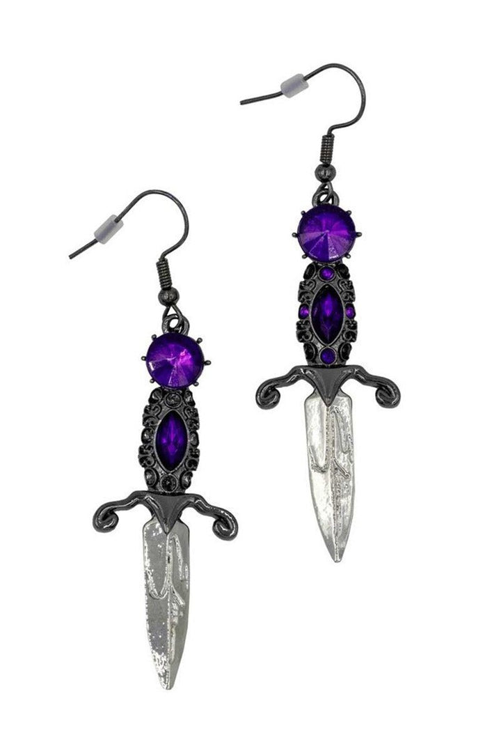 Elvira Dagger Earrings [PURPLE] - jewelry - VampireFreaks - Kreepsville