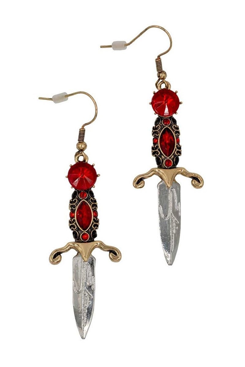 Elvira Dagger Earrings [RED] - jewelry - VampireFreaks - Kreepsville