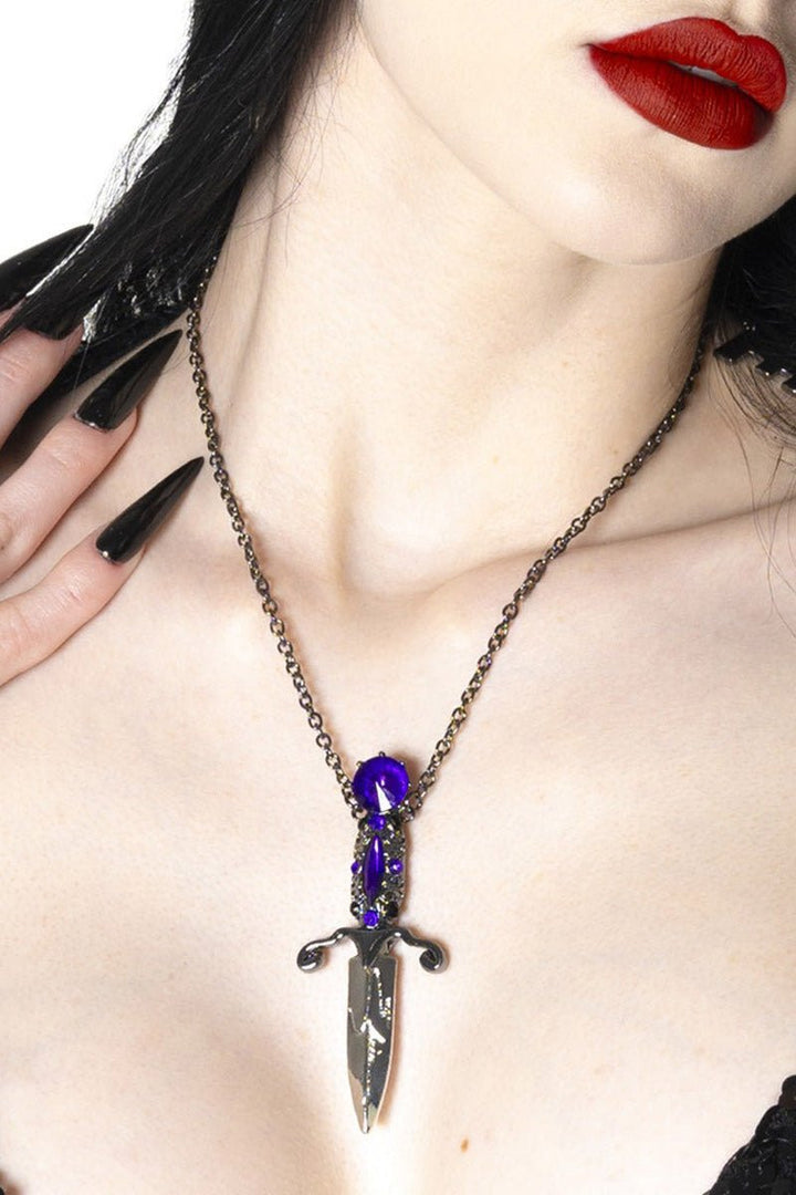 Elvira Dagger Necklace [PURPLE] - jewelry - VampireFreaks - Kreepsville