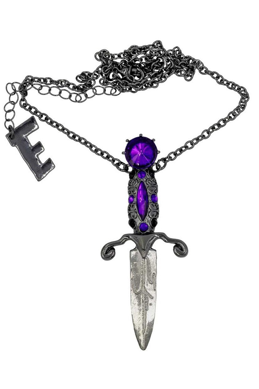 Elvira Dagger Necklace [PURPLE] - jewelry - VampireFreaks - Kreepsville