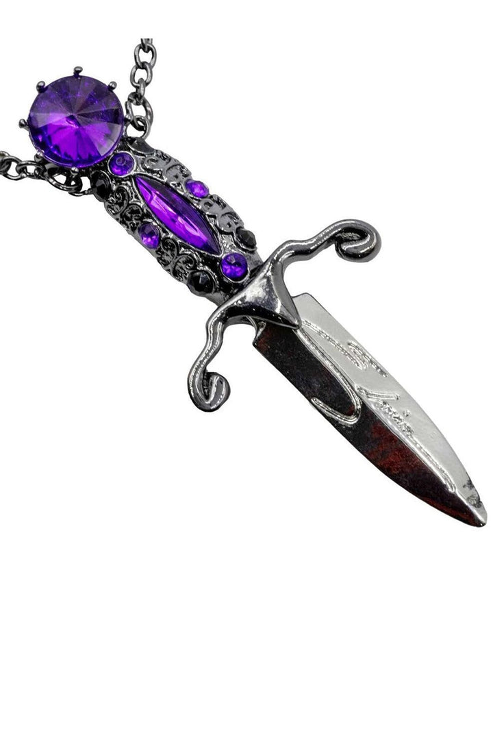 Elvira Dagger Necklace [PURPLE] - jewelry - VampireFreaks - Kreepsville