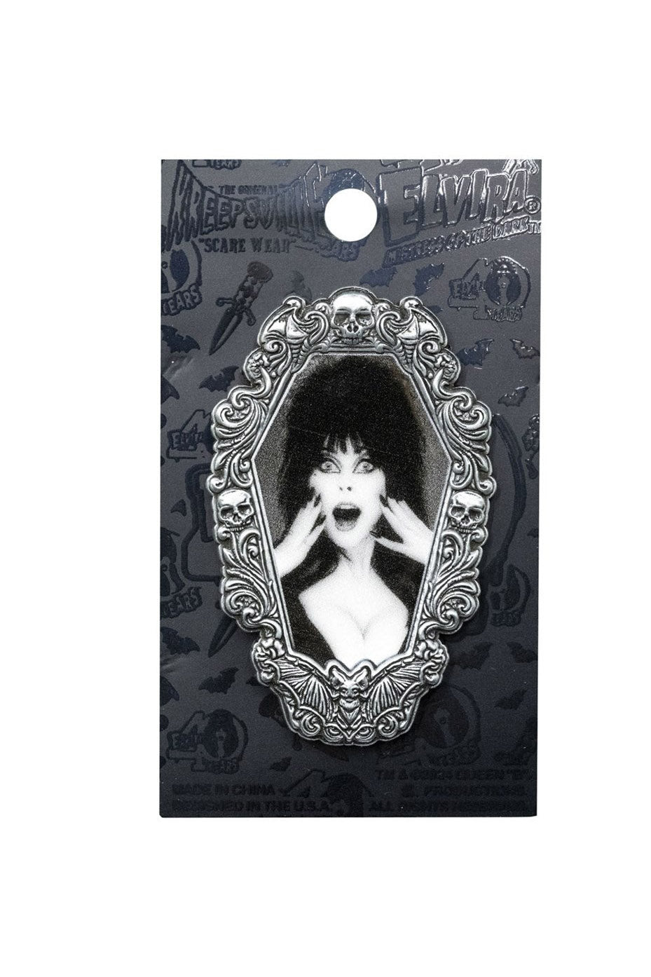 gothic pin with coffin picture frame