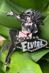 Enamel and rhinestone Elvira shaped pin accessory