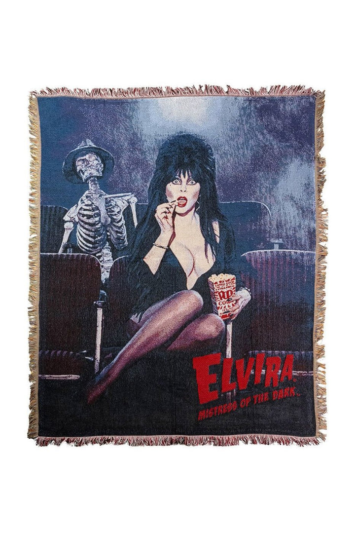 Elvira Popcorn Tapestry Throw Blanket - housewares - VampireFreaks - Kreepsville