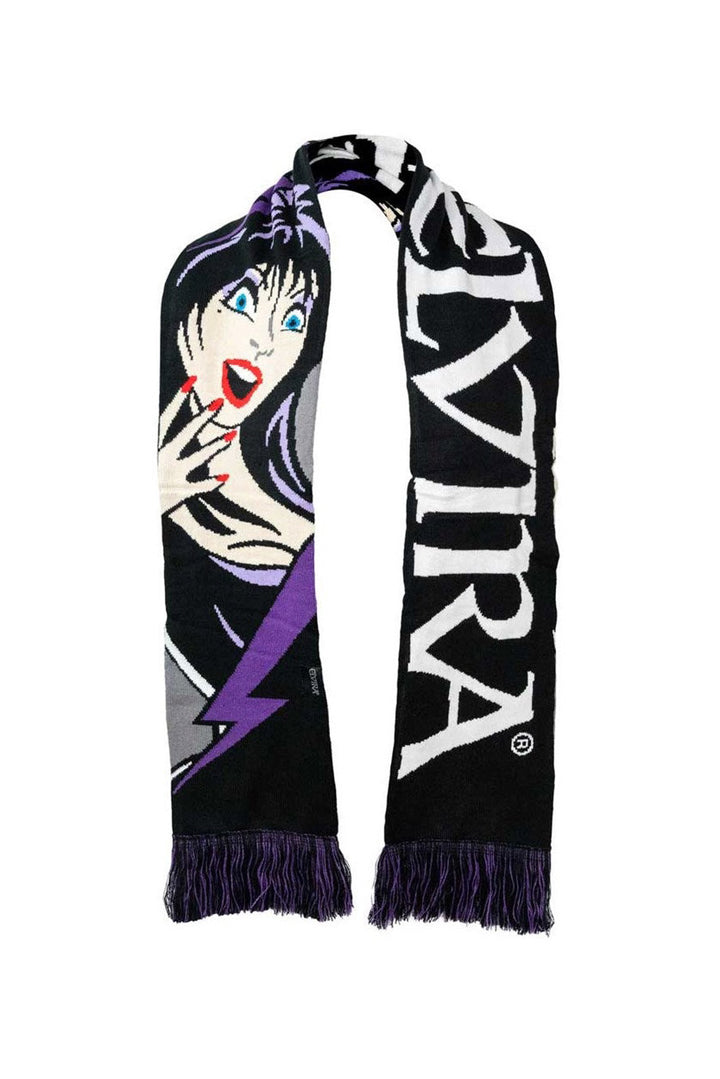 knitted winter rockabilly purple and black elvira scarf
