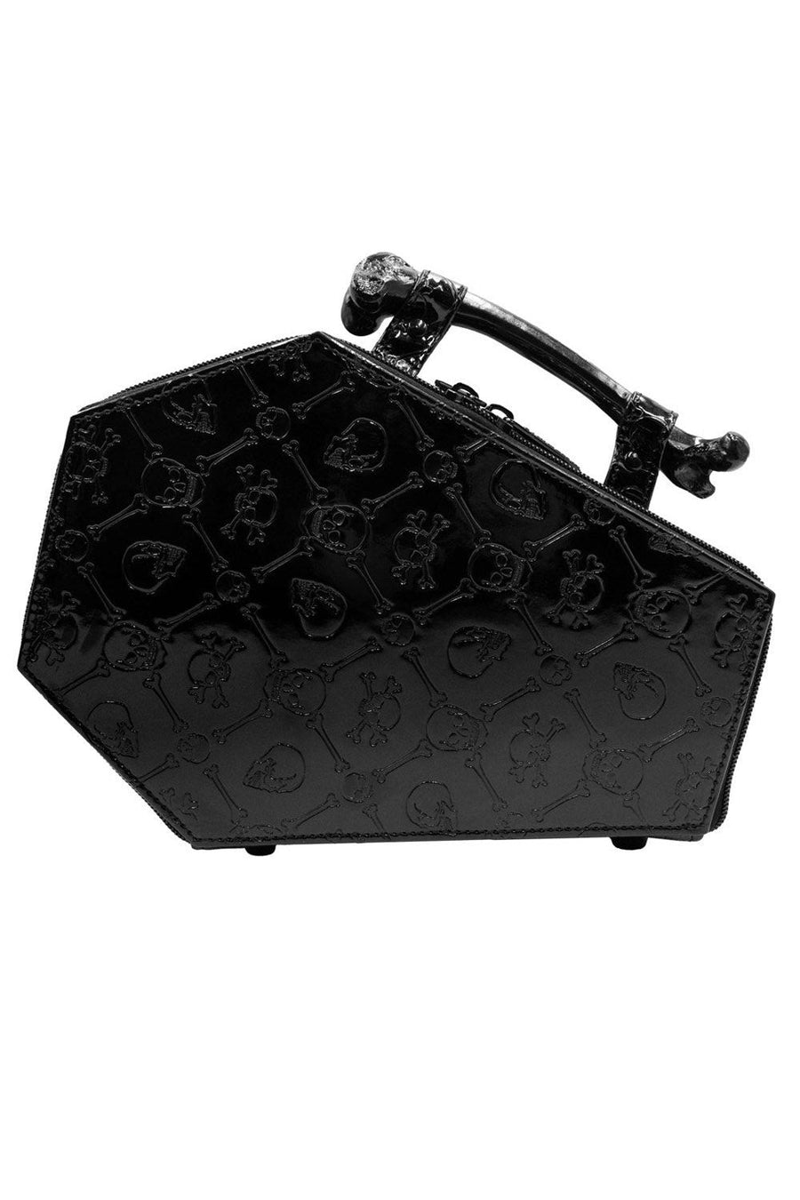 Embossed Patent Skull Crossbones Coffin Purse