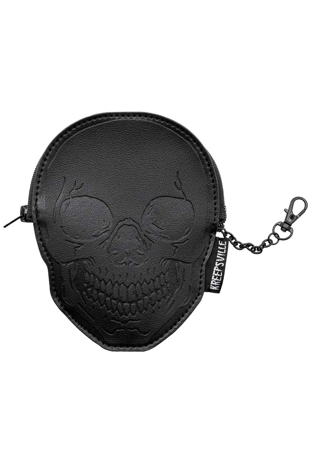 Embossed Skull Zip Wallet ID Case - bags & wallets - VampireFreaks - Kreepsville