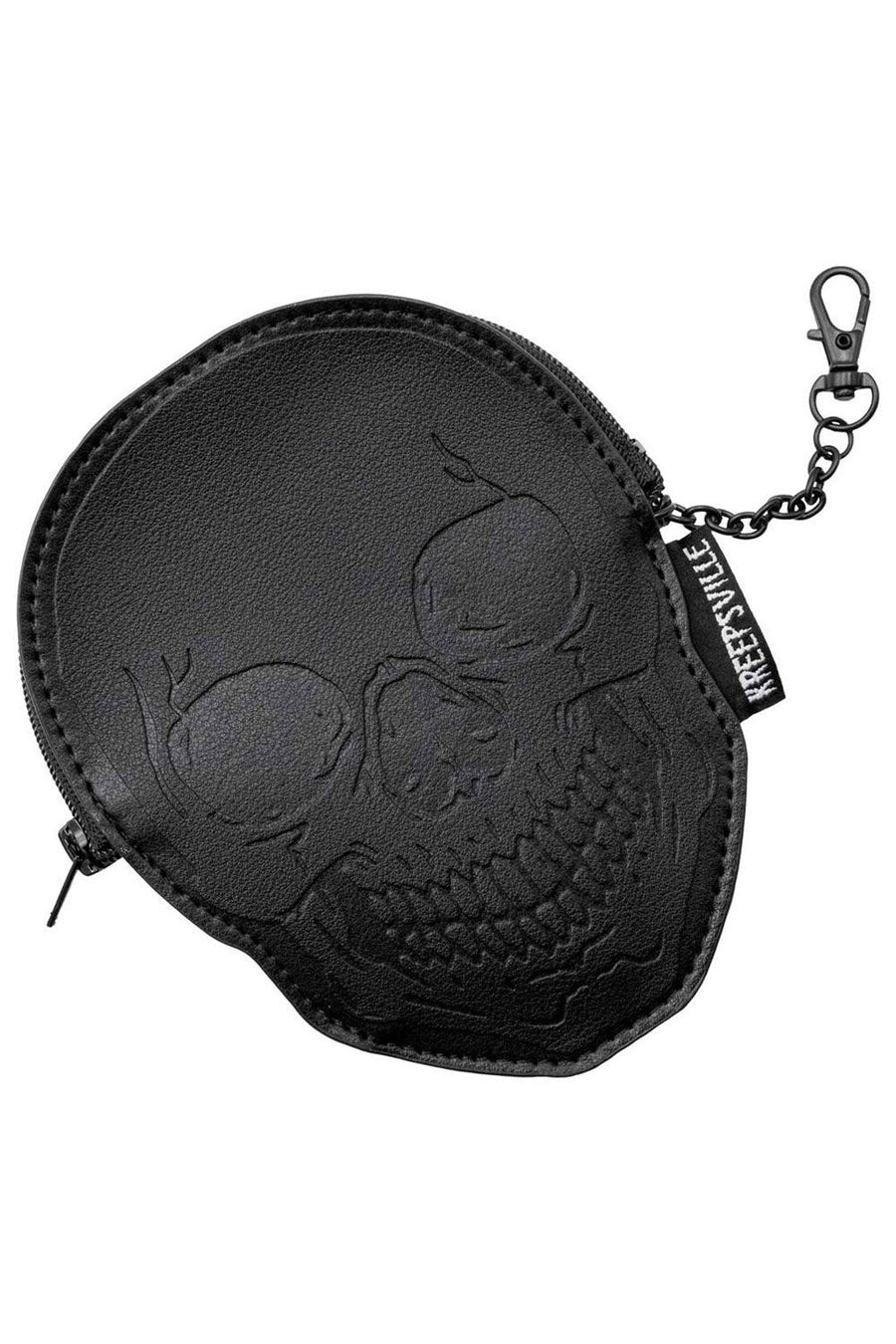 Embossed Skull Zip Wallet ID Case - bags & wallets - VampireFreaks - Kreepsville