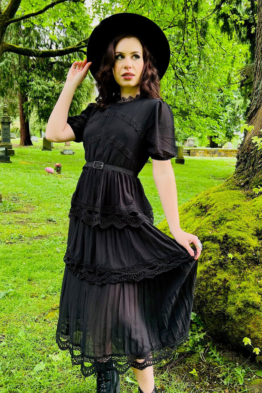 dark cottagecore dress