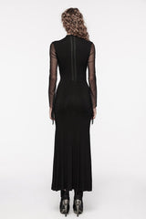 Embroidered Bones Gothic Maxi Dress - dresses - VampireFreaks - Punk Rave