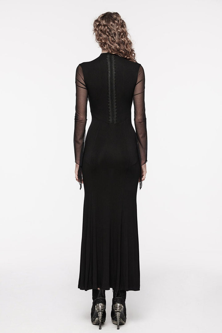 Embroidered Bones Gothic Maxi Dress - dresses - VampireFreaks - Punk Rave