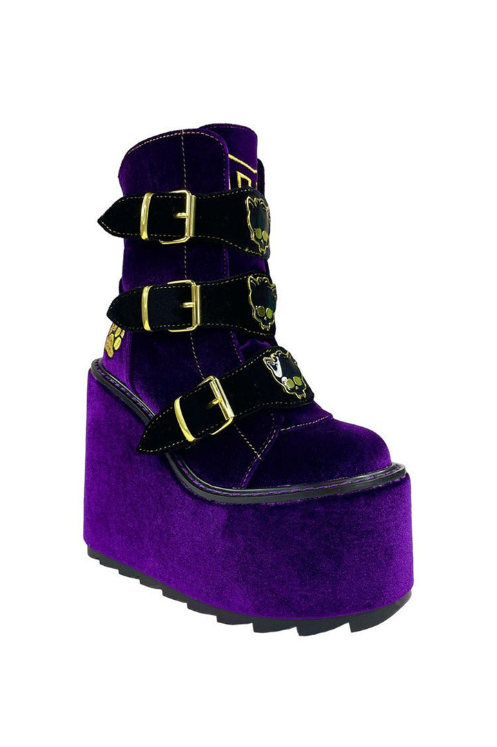 gothic purple velvet boots