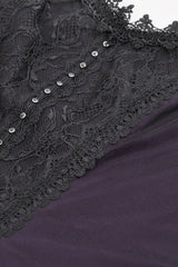 purple dark lace long lace dress