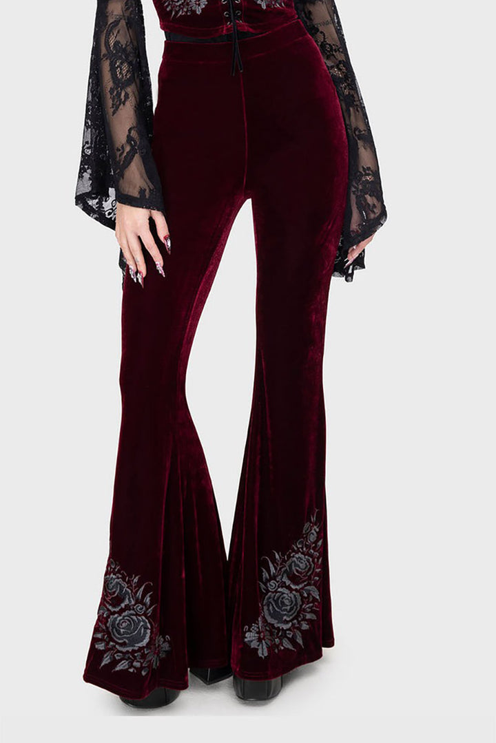 high waisted dark red whimsigoth flared pants