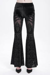womens black velvet vampire goth bell bottoms 